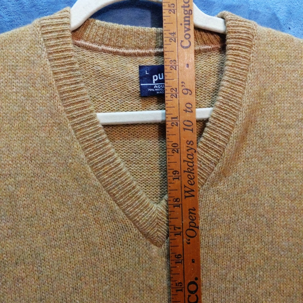 Vintage 60s 70s Puritan Aquamatic Wool Blend Sweater Vest Tan V-Neck USA Made L - Picture 4 of 8